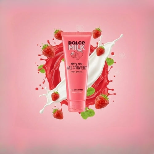 DOLCE MILK Merry Miss Wild Strawberry Hand Cream – Nourishing & Restorative with Milk Proteins, 75 ml