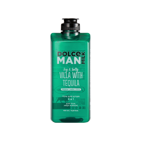 DOLCE MILK Villa With Tequila Man Shower Gel 3 in 1 – Face, Body & Hair Cleanser with Panthenol & Juniper Extracts, 460 ml