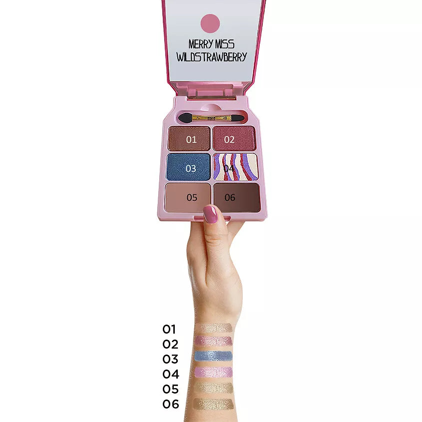 Eyeshadow palette Merry Miss Wild Strawberry, 6 colors