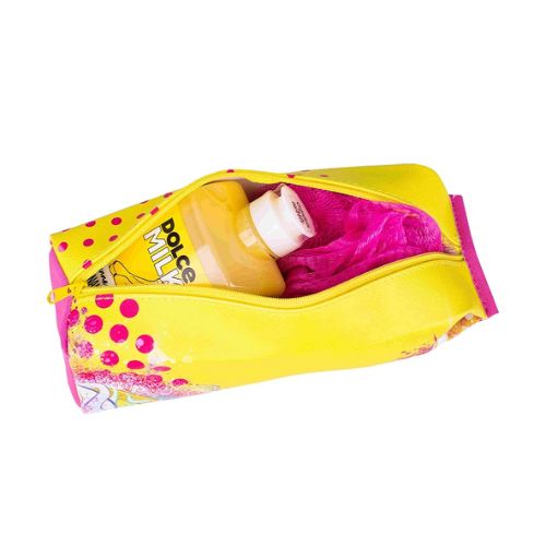 DOLCE MILK Body Care Gift Set 324 – Banana Shower Gel + Sponge + Cosmetic Bag (300 ml + 1 pc)