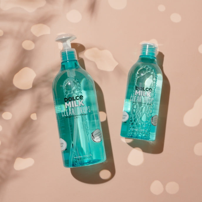 DOLCE MILK Clear Drops Micellar Water – Gentle Makeup Remover with Coconut Milk & Okra Extract, 400 ml
