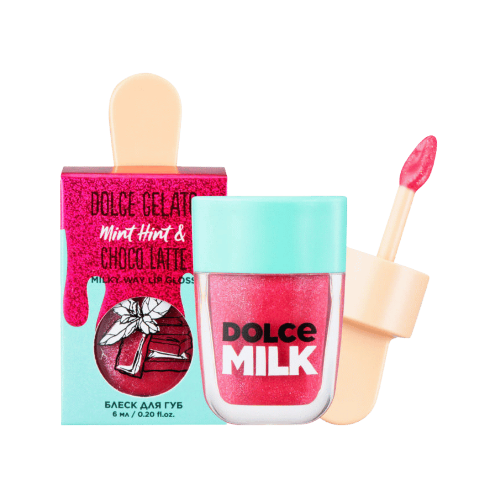 DOLCE MILK Lip Gloss “Mint Hint & Choco Latte” – Moisturizing Lip Shine, 6 ml