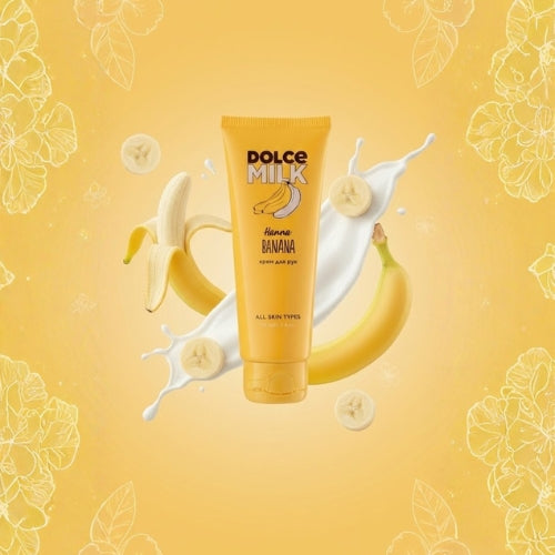 DOLCE MILK Hand Cream Hanna Banana – Nourishing & Restorative Banana Hand Care with Milk Proteins & Shea Butter, 75 ml