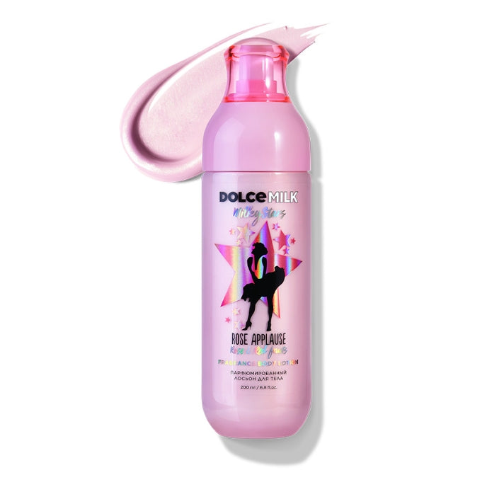 DOLCE MILK Milky Stars Rose Applause Fragrance Body Lotion – Moisturizing Shimmer Lotion with Rose & Red Fruits, 200 ml